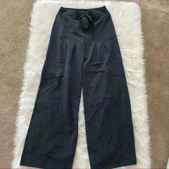 Tahari Pants - Tahari Black Modal Blend Wide Leg Dress Pant with Waist Front Tie Sz 2